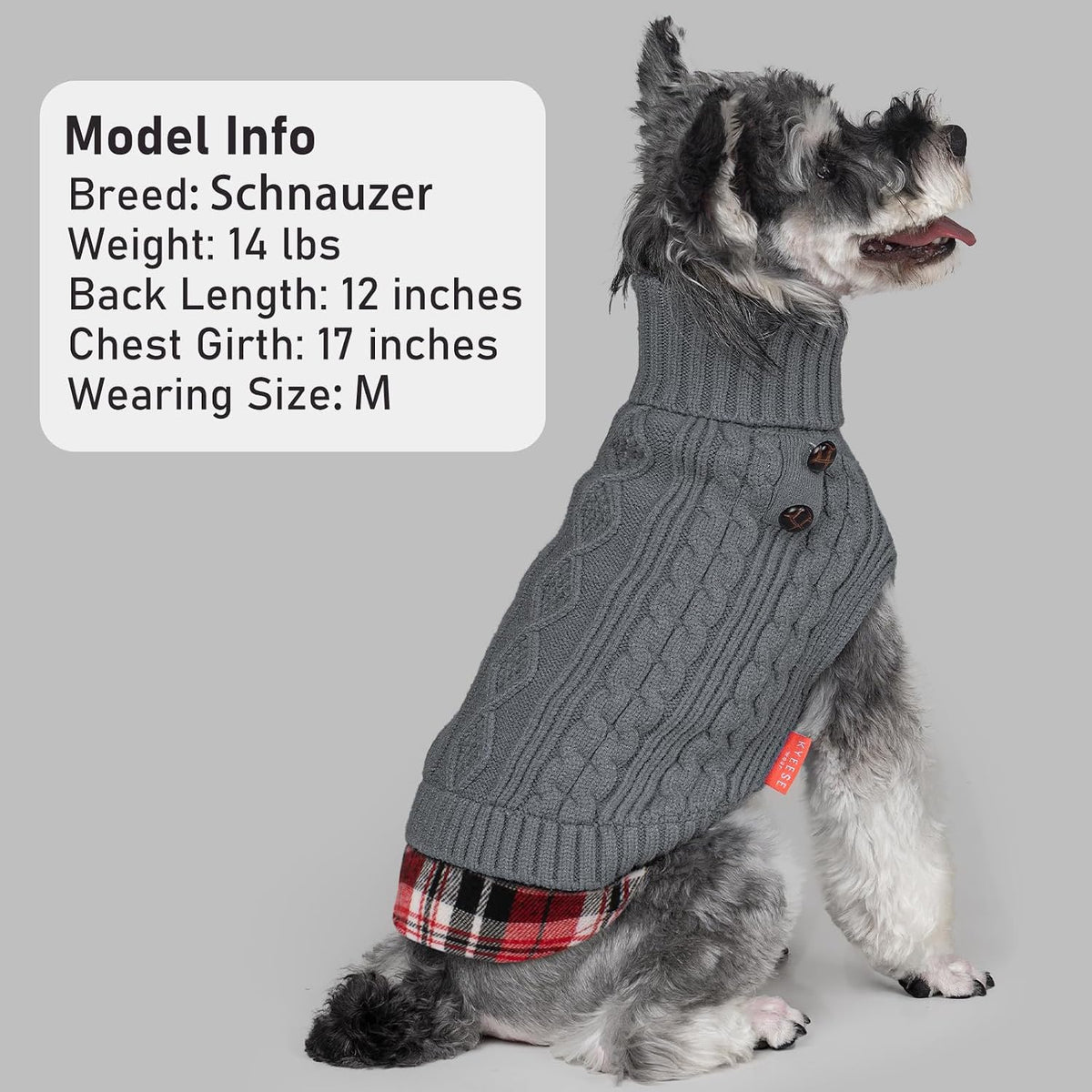 Stretchy acrylic yarn dog apparel on a small breed pet.