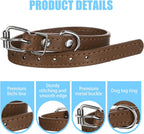 Close up view of the soft PU leather texture on the HOFURME puppy identification collars