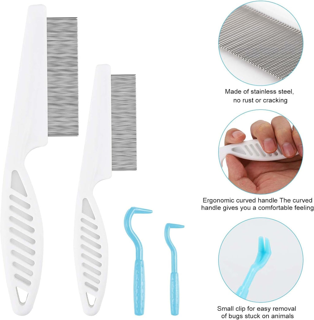 Four piece pet grooming set with ergonomic handles displayed on a clean background