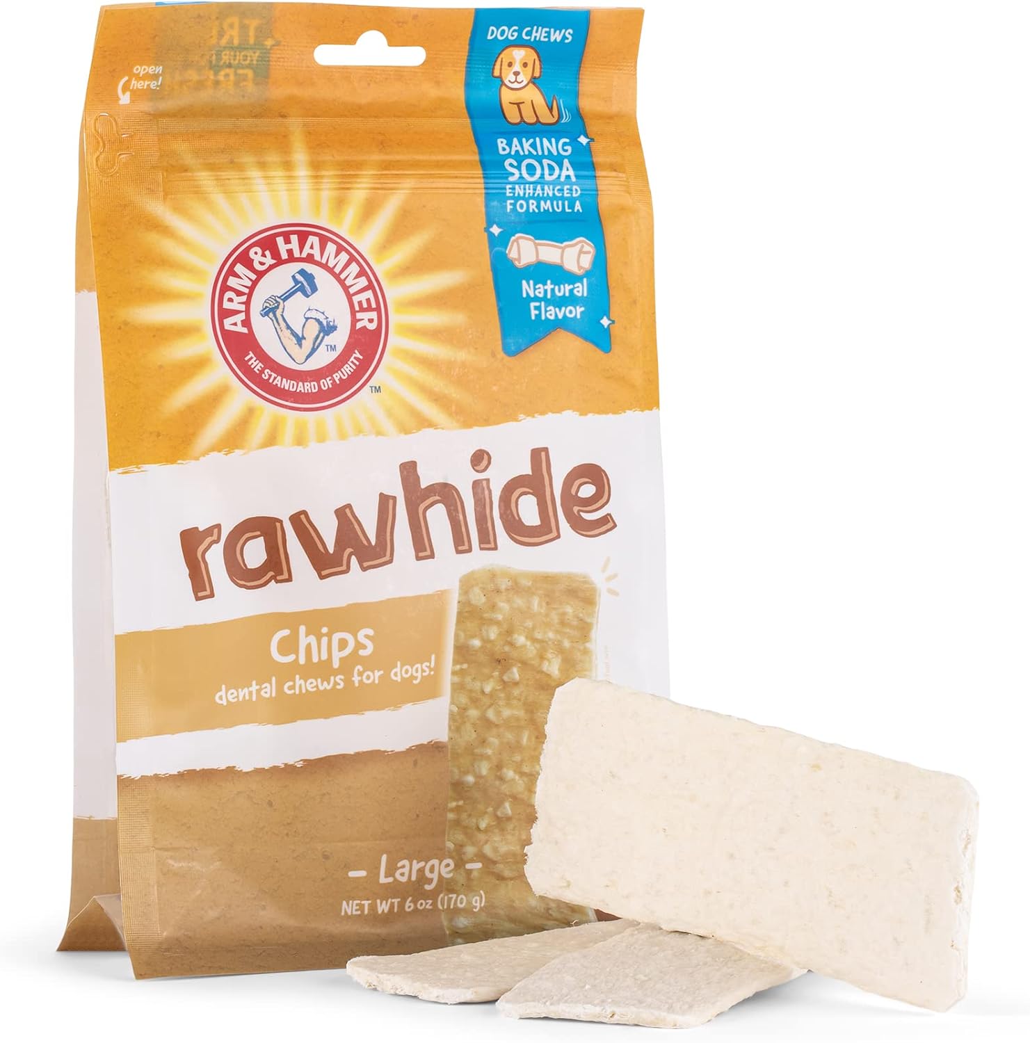 Arm & Hammer for Pets Rawhide Chips for Dogs | Real Dog Rawhide Chews with Beef Coating and Arm and Hammer Baking Soda Enhanced Formula for Fresh Dog Breath (Pack of 1, 12 Count Total) - Image 15