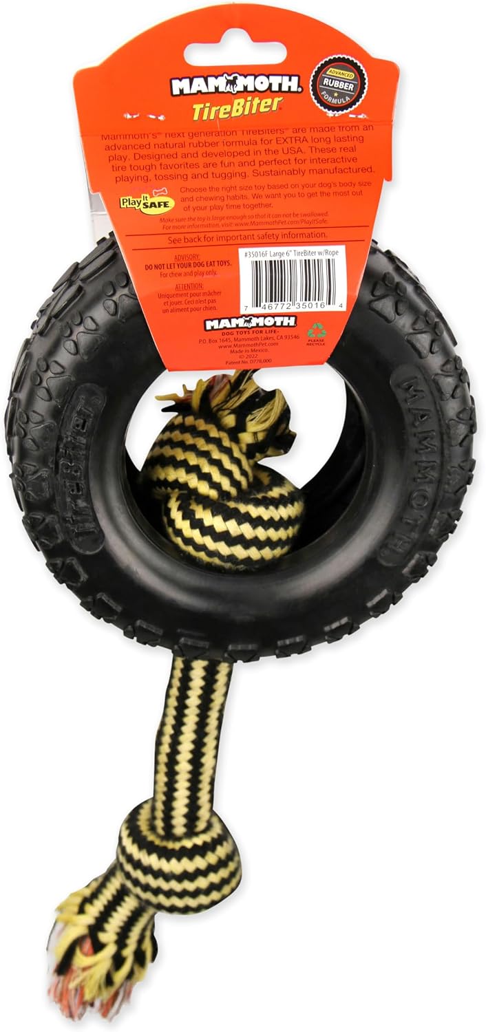 Mammoth pet black tirebiter chew toy for pets up to ninety pounds