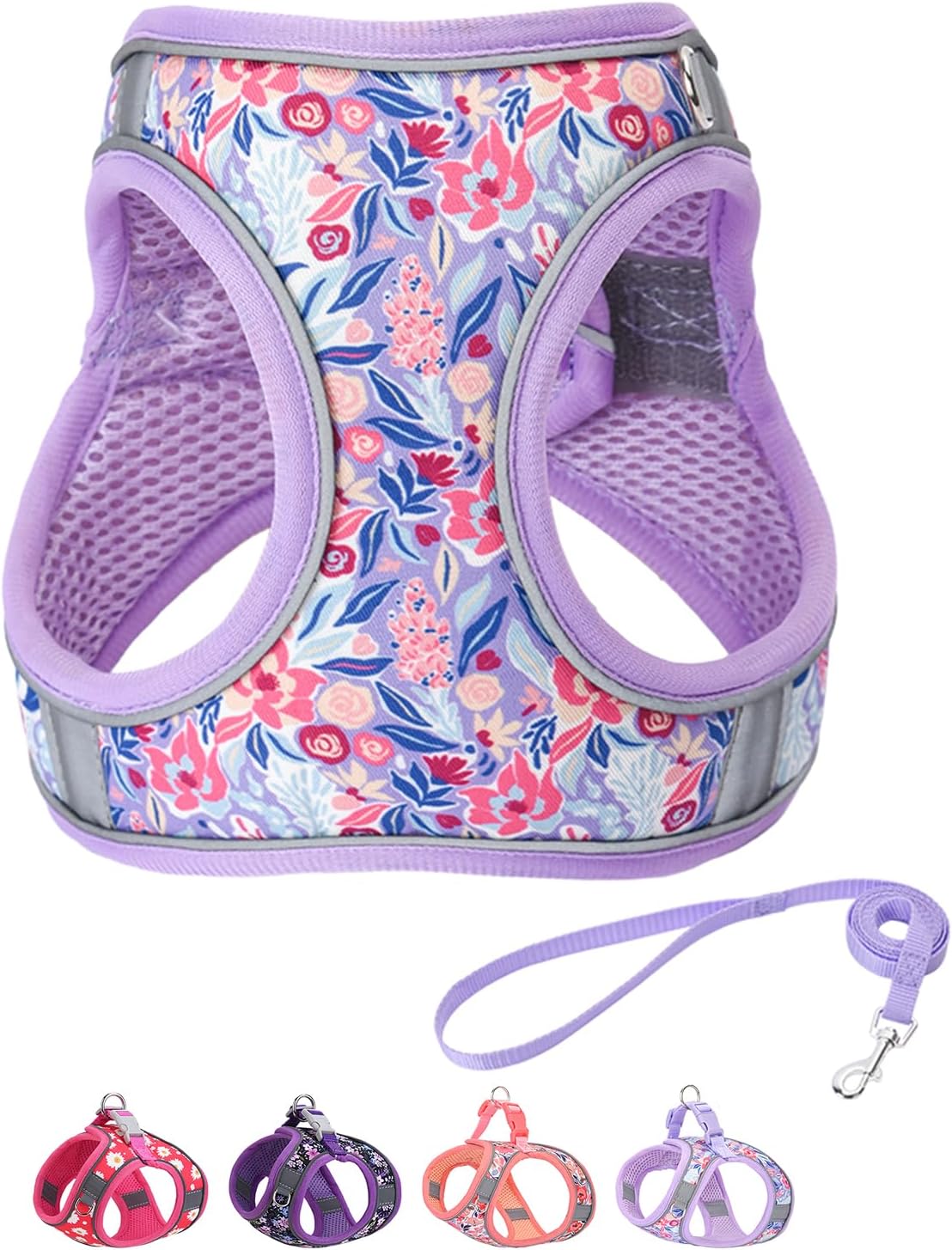Step in Dog Harness and Leash Set, Flower Adjustable Easy Walk Puppy Harnesses, Soft Mesh No Pull Pet Vest Harness for Small Dogs and Cats(Strawberry, XS) - Image 9