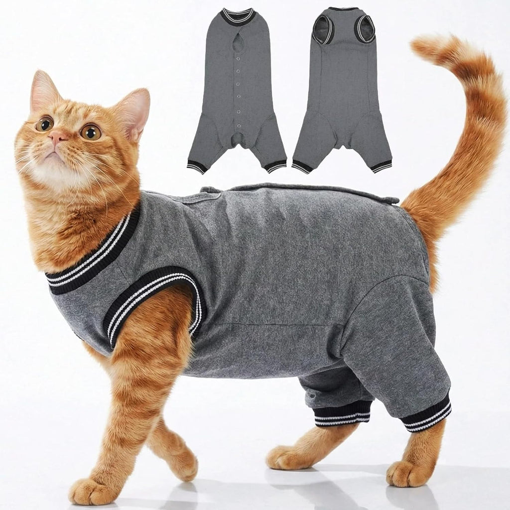 T'CHAQUE Cat Clothes Surgery Recovery Suit for Female Male, Cat Onesie Pet Surgical Pajamas Hind Legs Long Sleeve, Abdominal Wound Skin Diseases, E-Collar Alternative, Spay Recovery Suit, RoyalBlue-XL - Image 9