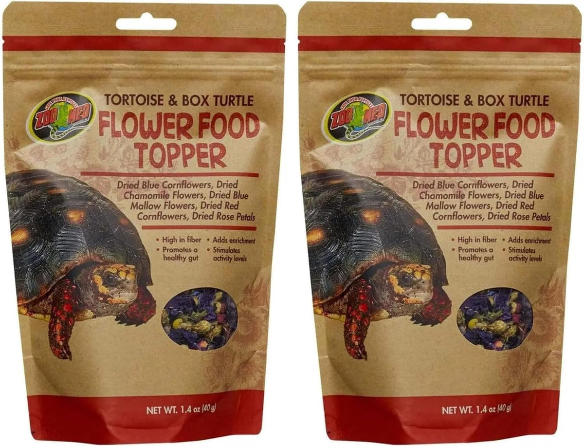 Zoo Med reptile flower food topper package size and branding view