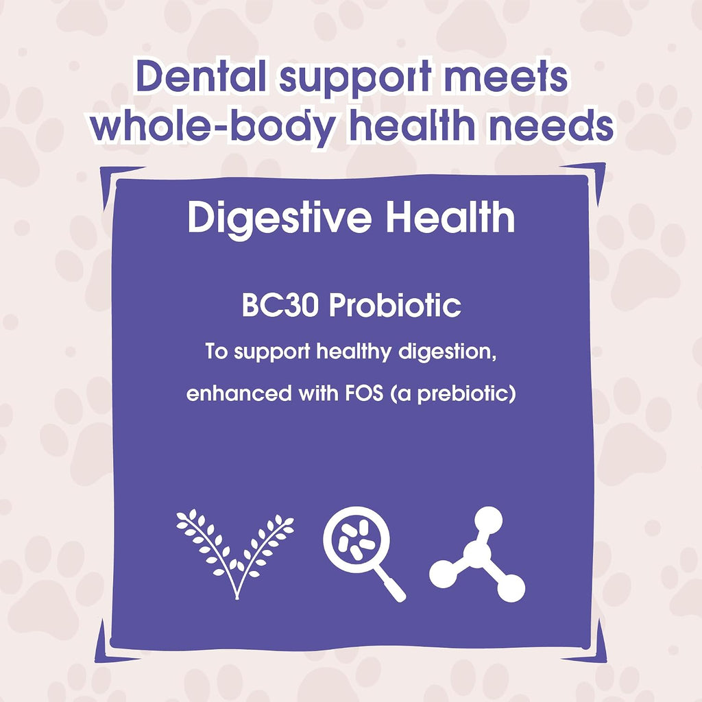 USA imported Get Naked probiotic infused pet dental care sticks on plain background