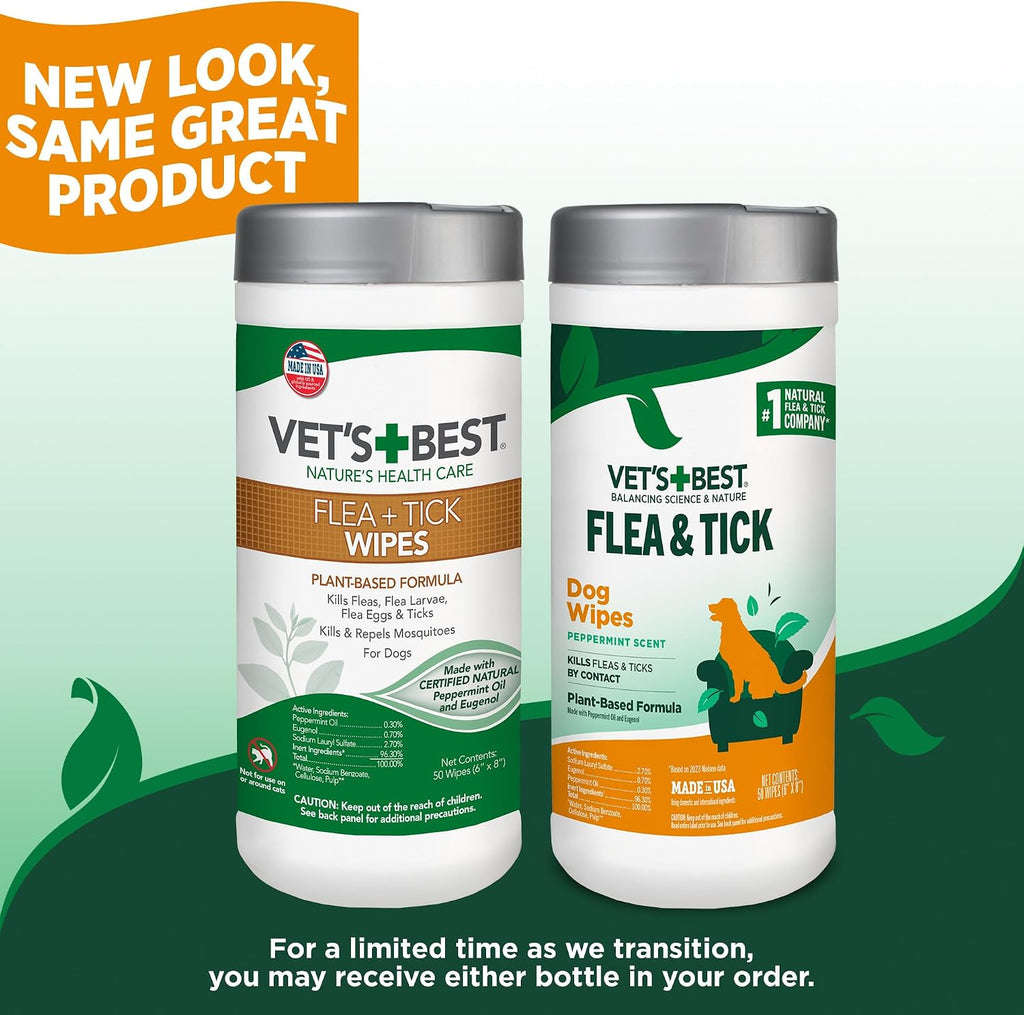 Vet's Best Natural Flea and Tick Wipes for Dogs, Plant-Based Wipes for Flea and Tick Prevention Certified Essential Oils, Pest Control for Kennels and Home Use, Made in USA, 50 Count - Image 9