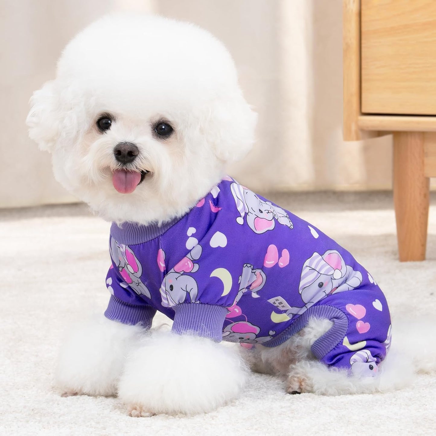 Underbelly view highlighting the high-cut potty break design of the XPUDAC pet jumpsuit.