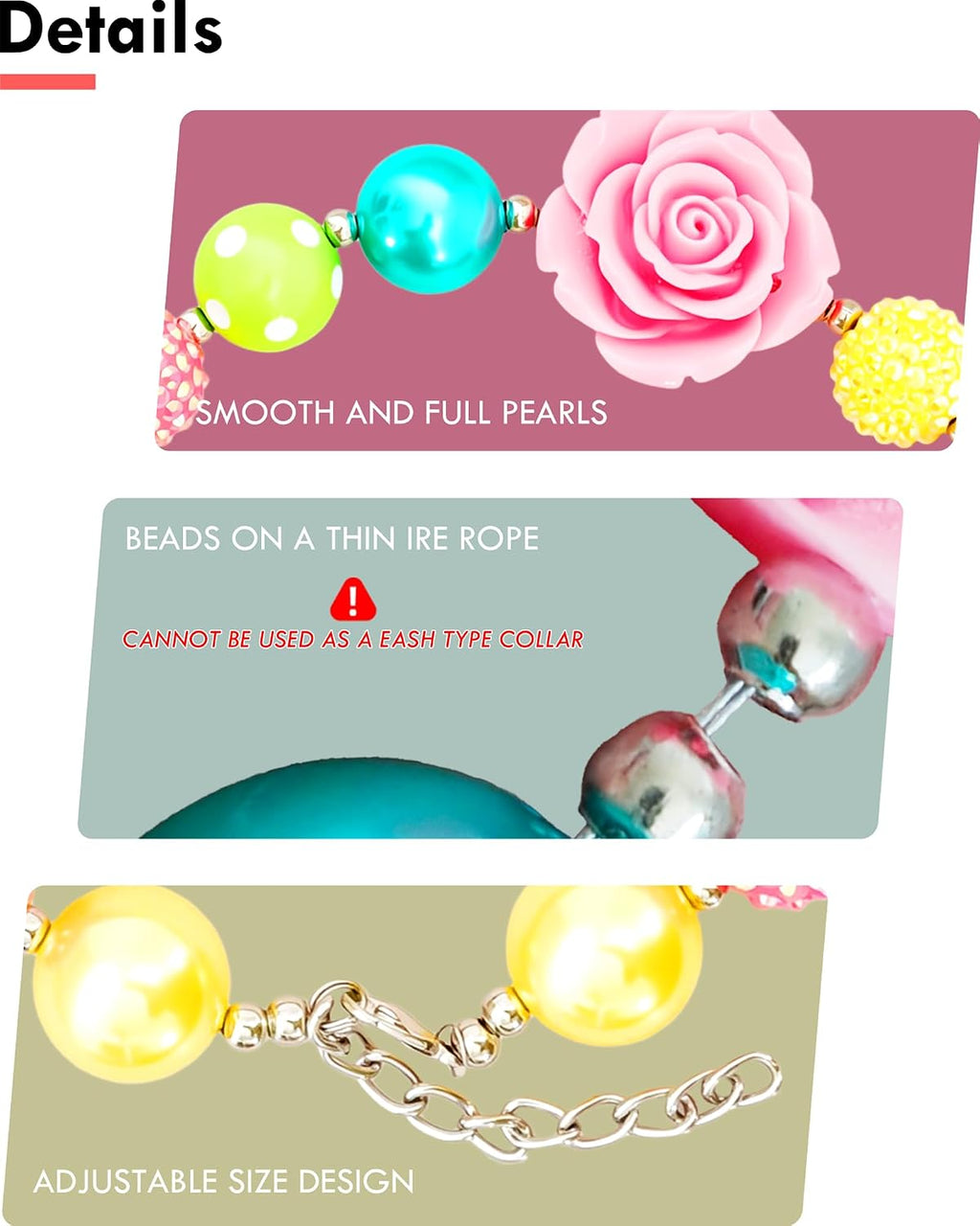 Adjustable stainless steel extension chain mechanism on the Hosiwei dog necklace.