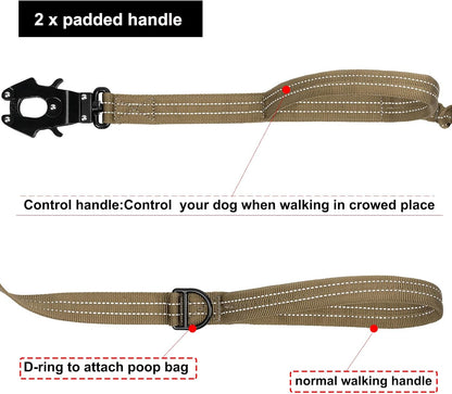 ICEFANG heavy duty dog leash close up on dual traffic control handles