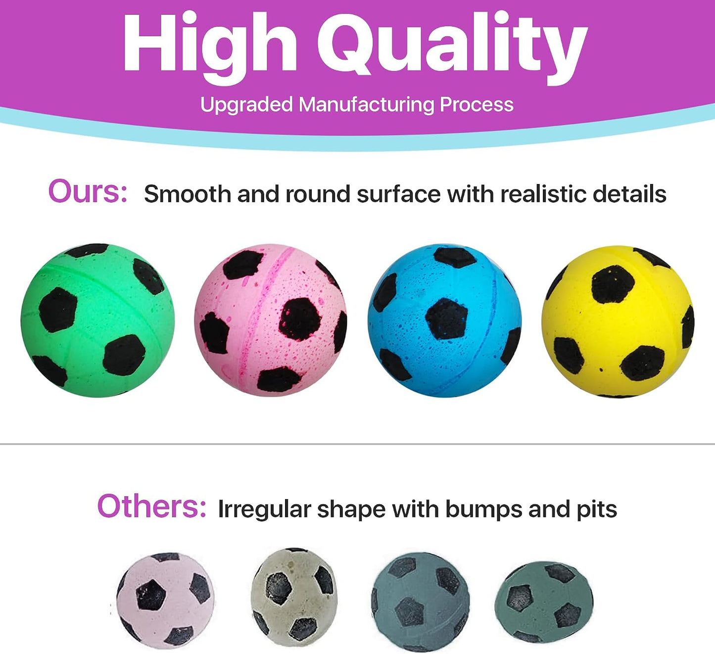 Spot ethical pet products colorful sponge soccer balls close up details
