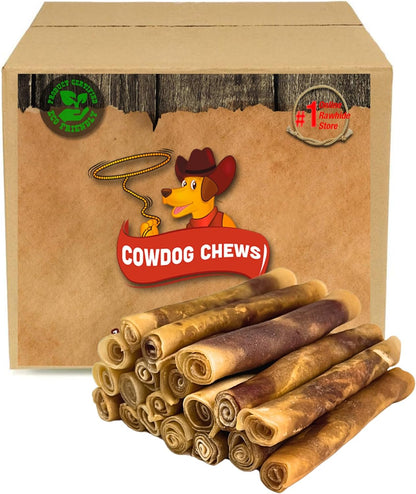Side angle of the twenty count Cowdog Chews bag highlighting pasture raised cattle ingredients.