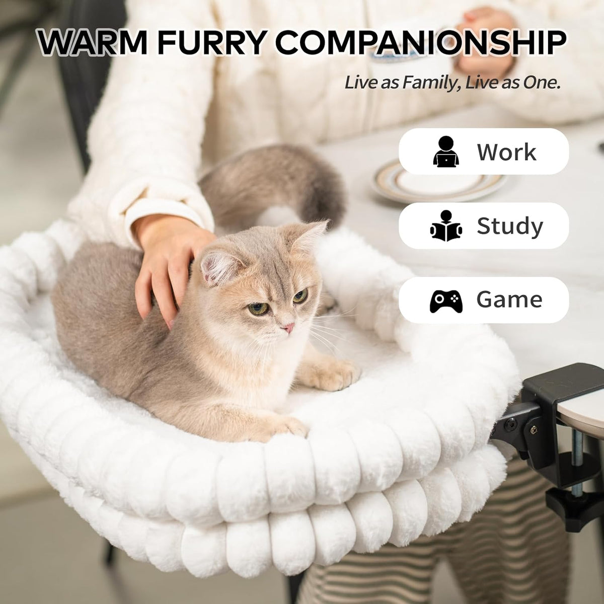 Foldable cat desk hammock showing 90 degree mechanism