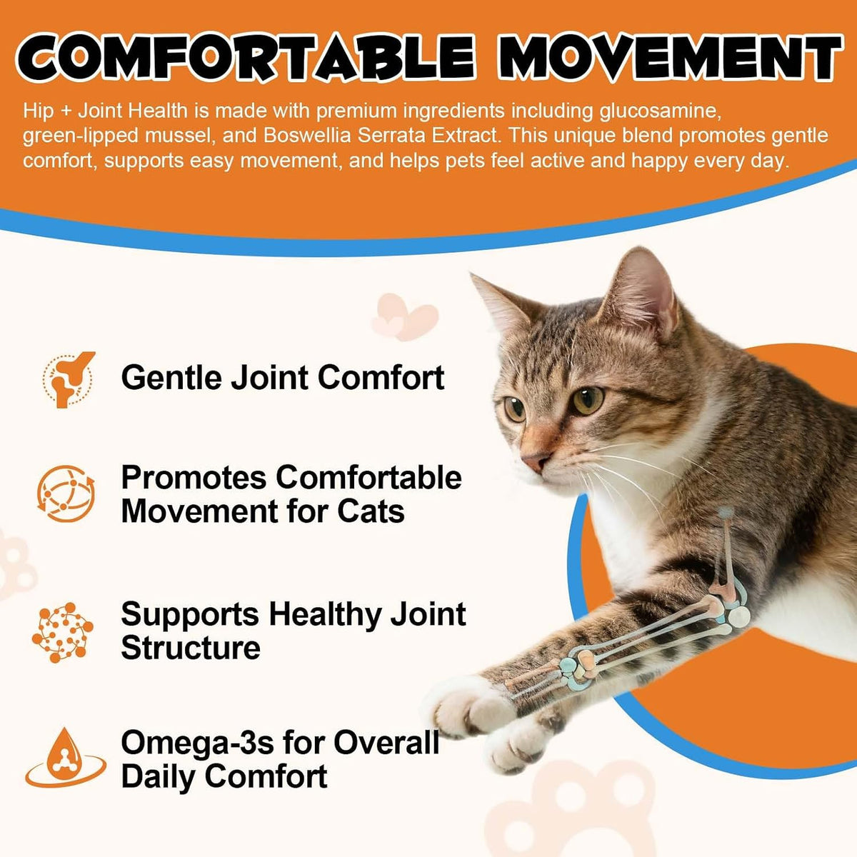 Cat enjoying a chicken flavored joint health chew