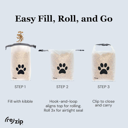 Rezip pet food bag being used for camping gear