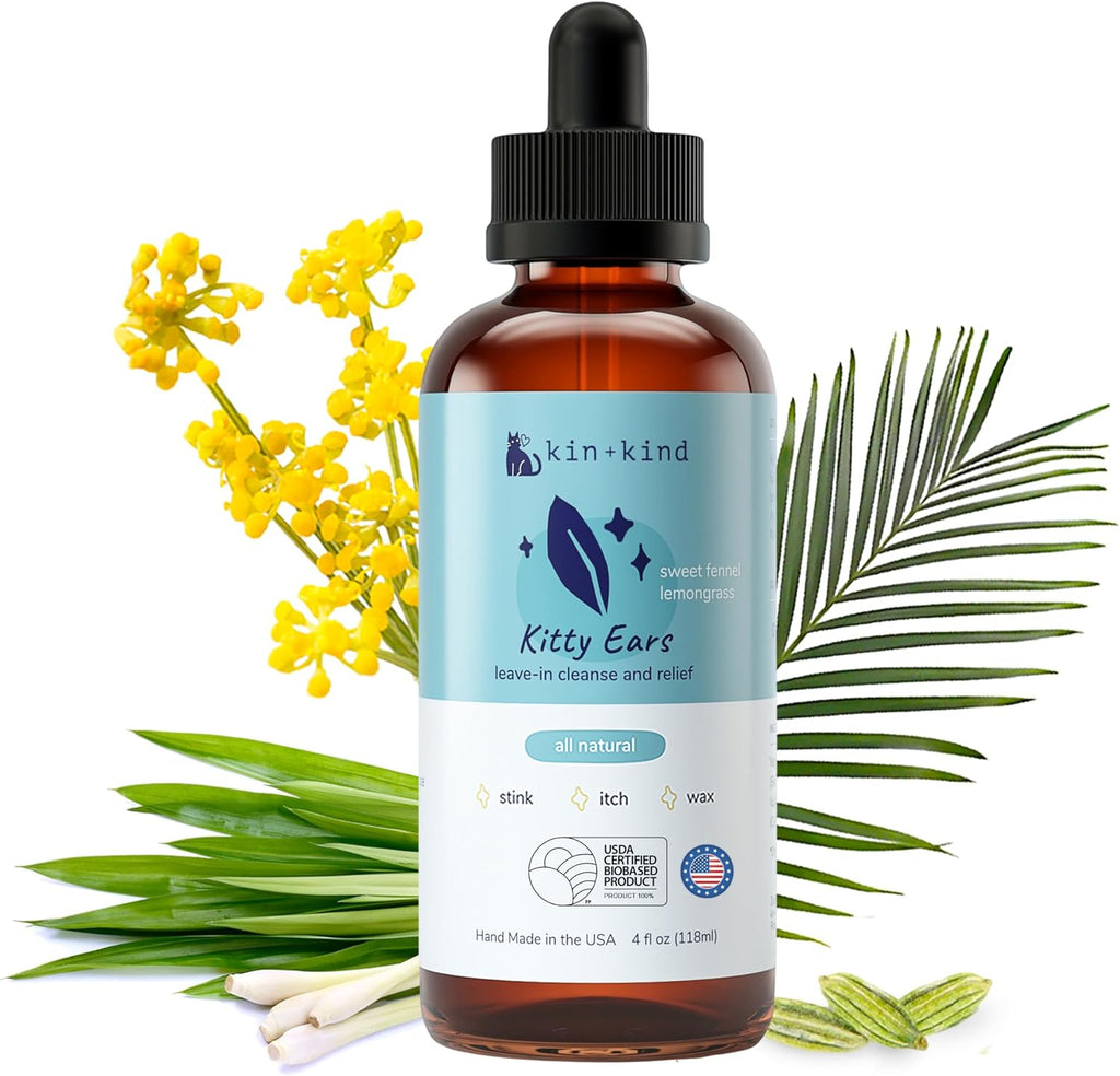 Kin+Kind cat ear cleaner bottle front view
