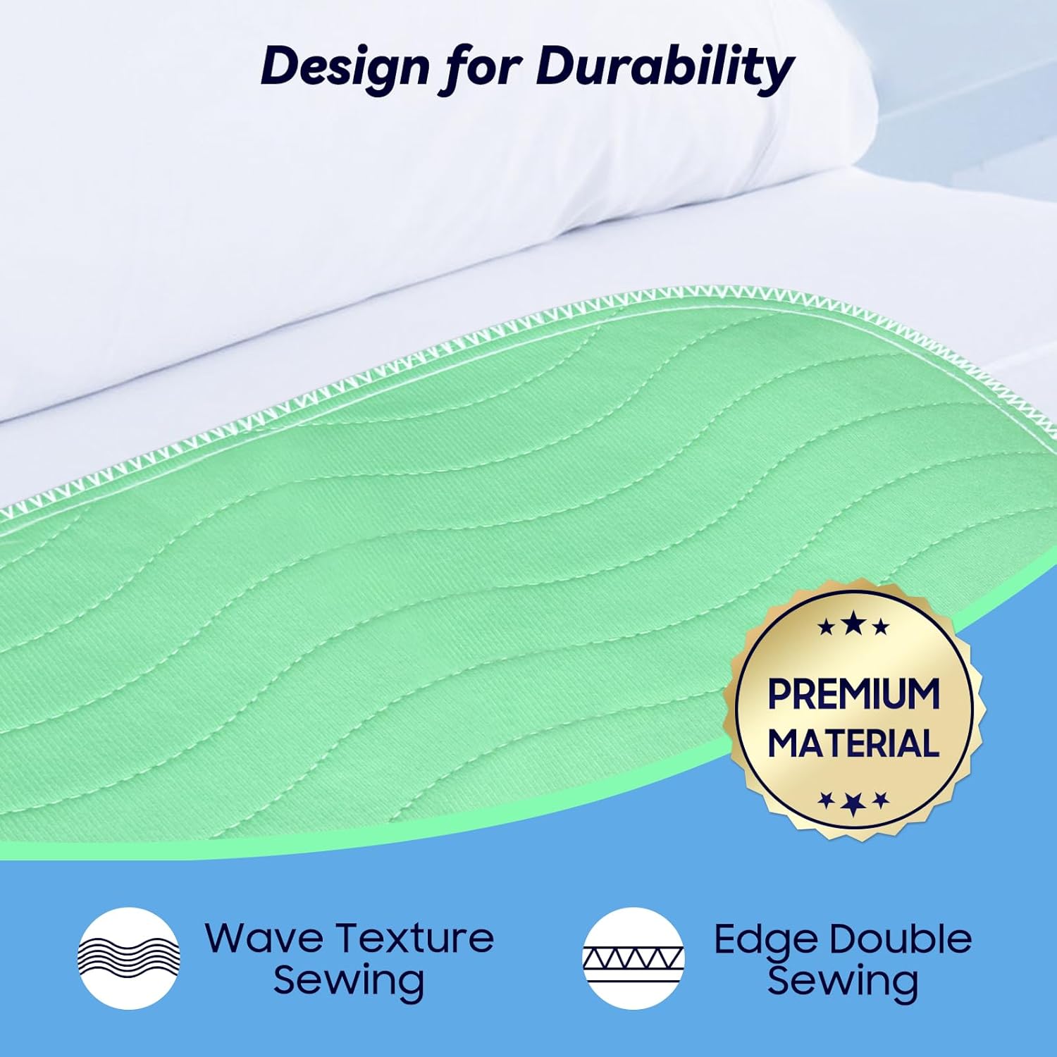 FYGRIP 4 Pack 36" x 36" Extra Heavy Absorbency Washable Underpads, Waterproof Quick Drying Nursing Incontinence Reusable Washable Bed Pee Pads for Dogs, Diaper Changing & Adults, Green - Image 5