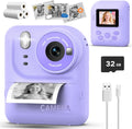 Teslahero kids camera instant print photo purple front view displaying lens and printing slot