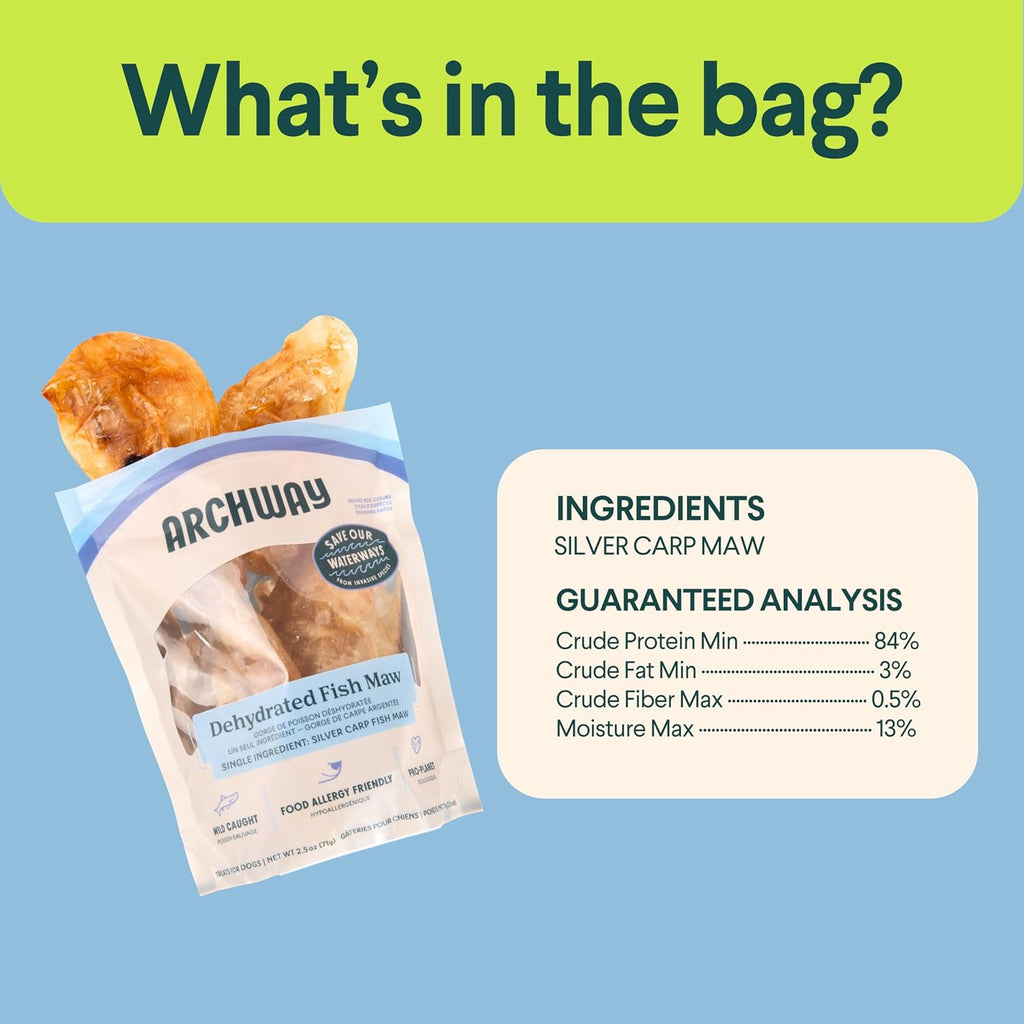 Healthy dog enjoying Archway sustainable fish maw treat