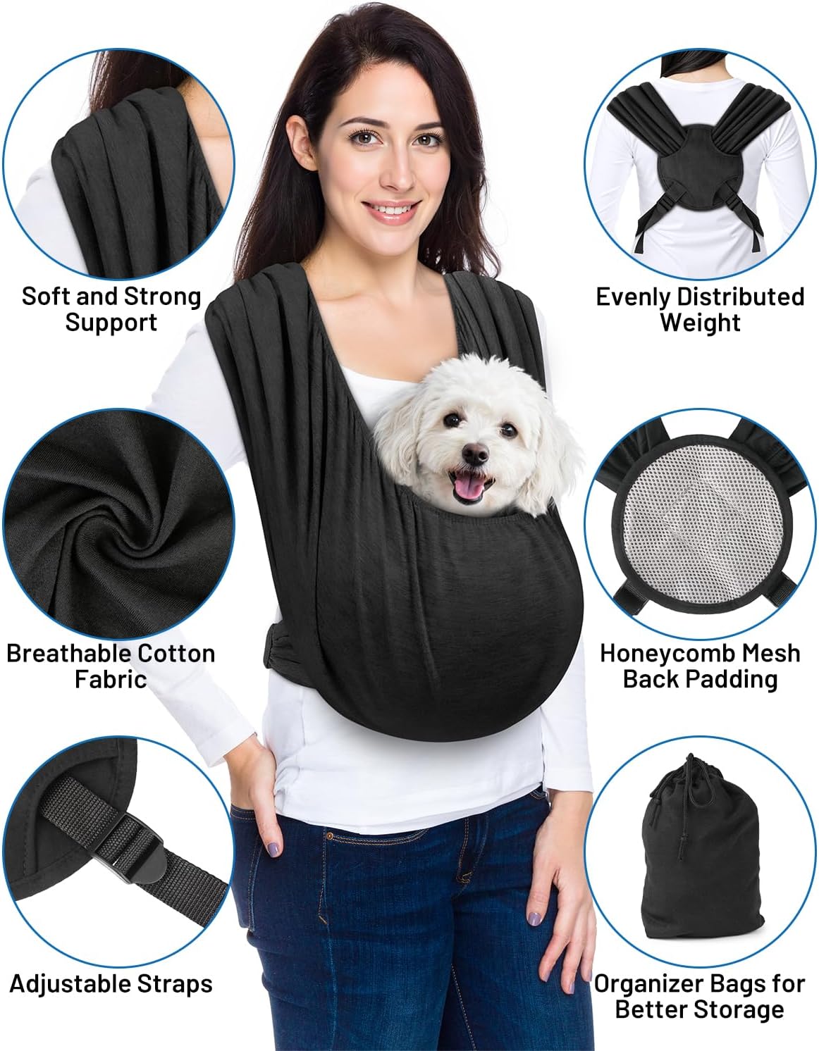 Hands-free pet chest carrier for small dogs