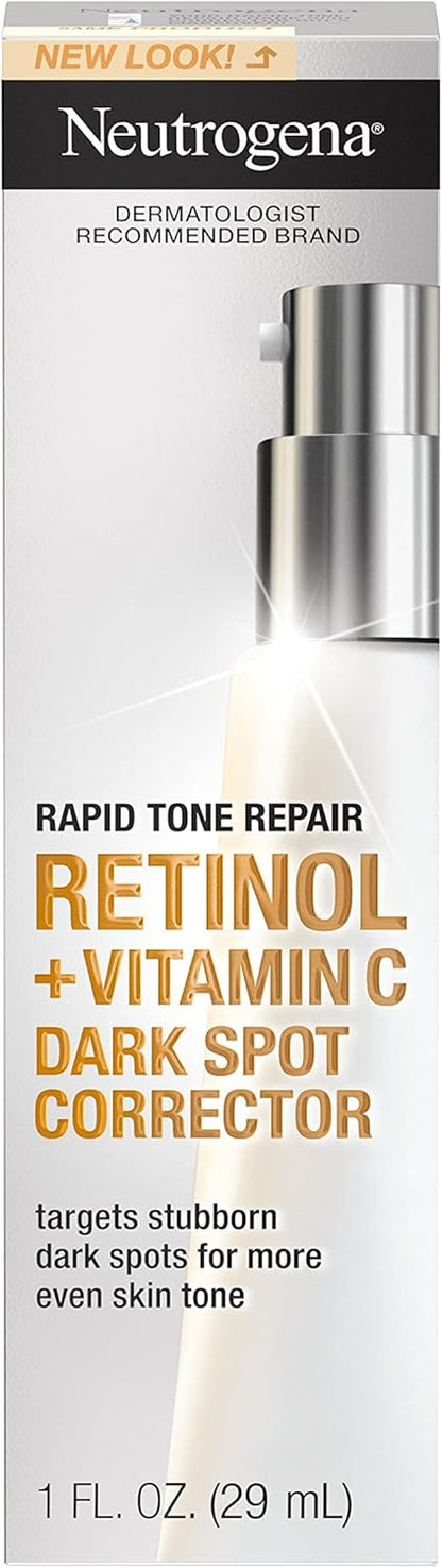 Neutrogena Rapid Tone Repair Retinol + Vitamin C Dark Spot Corrector Face Serum, Daily Anti-Wrinkle Dark Spot Corrector to Brighten & Even Tone, Mineral-Oil & Dye-Free, White, 1 oz - Image 8