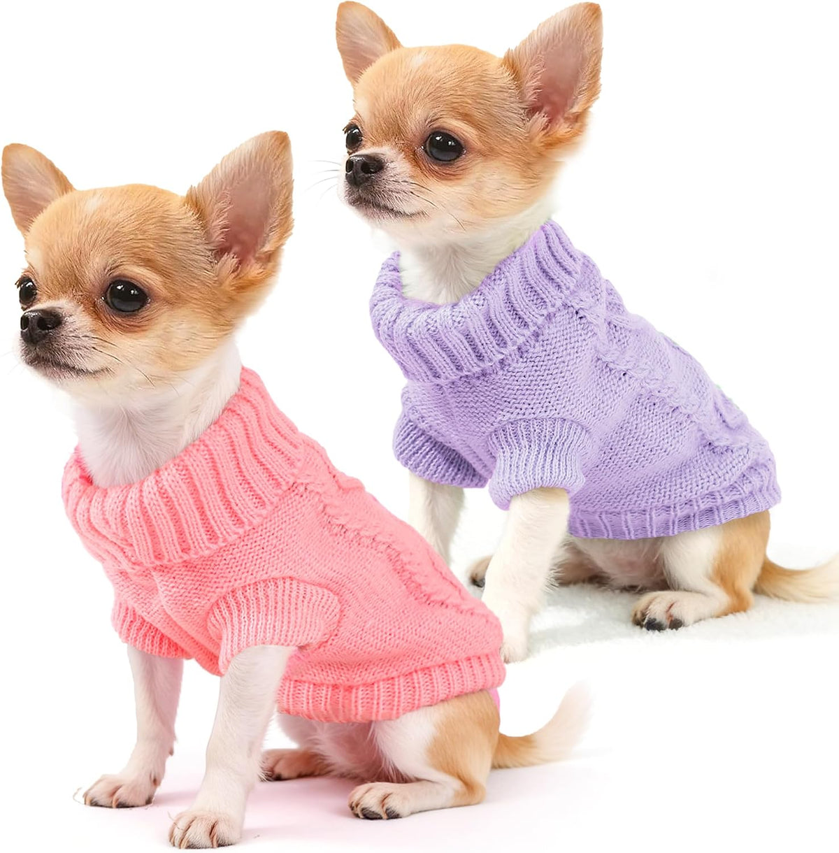 2 Pieces Dog Sweater for Small Dogs Chihuahua Clothes Spring Winter Cute Knitwear Turtleneck Thick Warm Clothes for Yorkie Cat Extra Small Dog Clothes (XX-Small) - Image 11