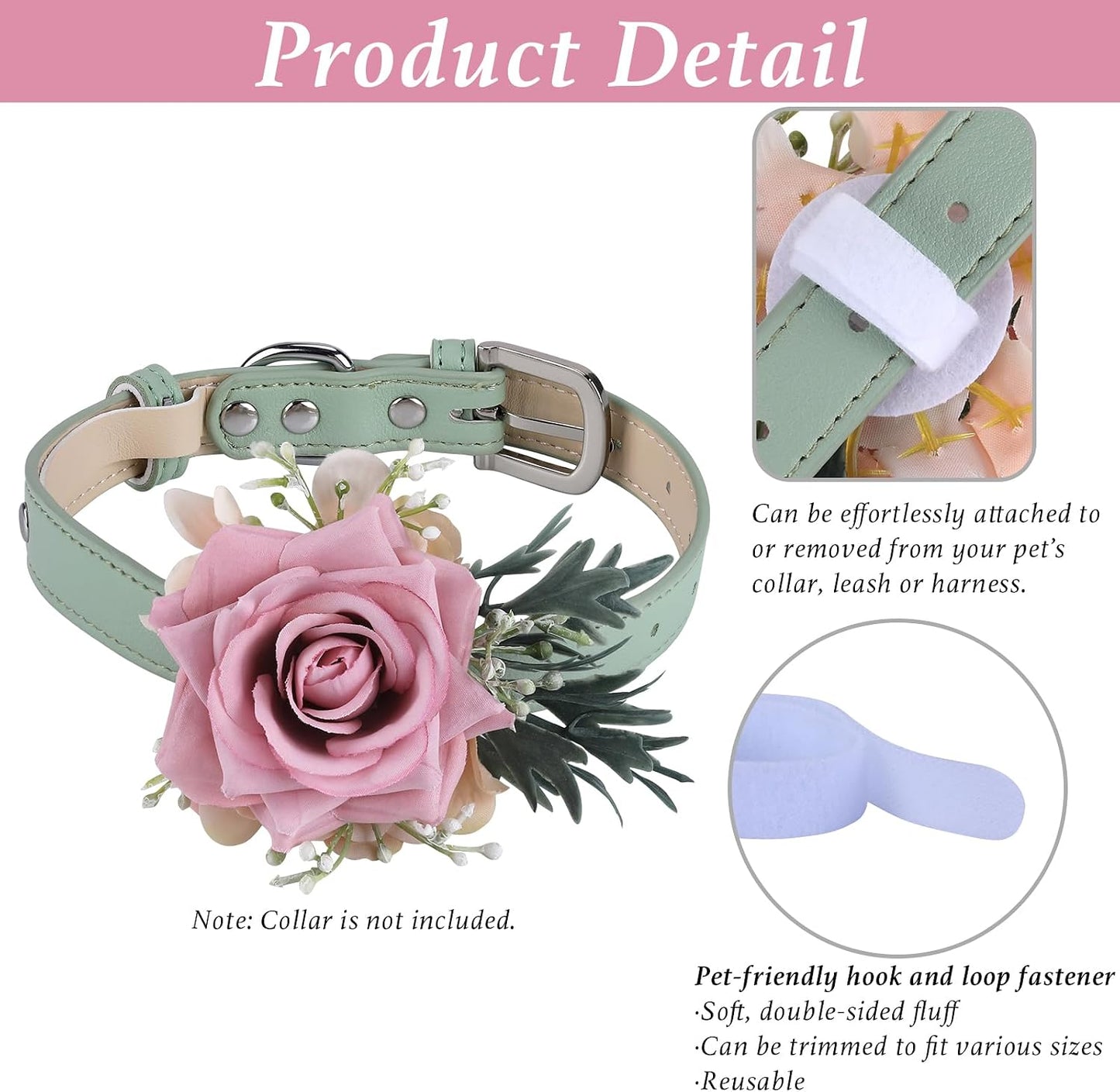 Pet wearing pink rose collar flower for wedding ceremony