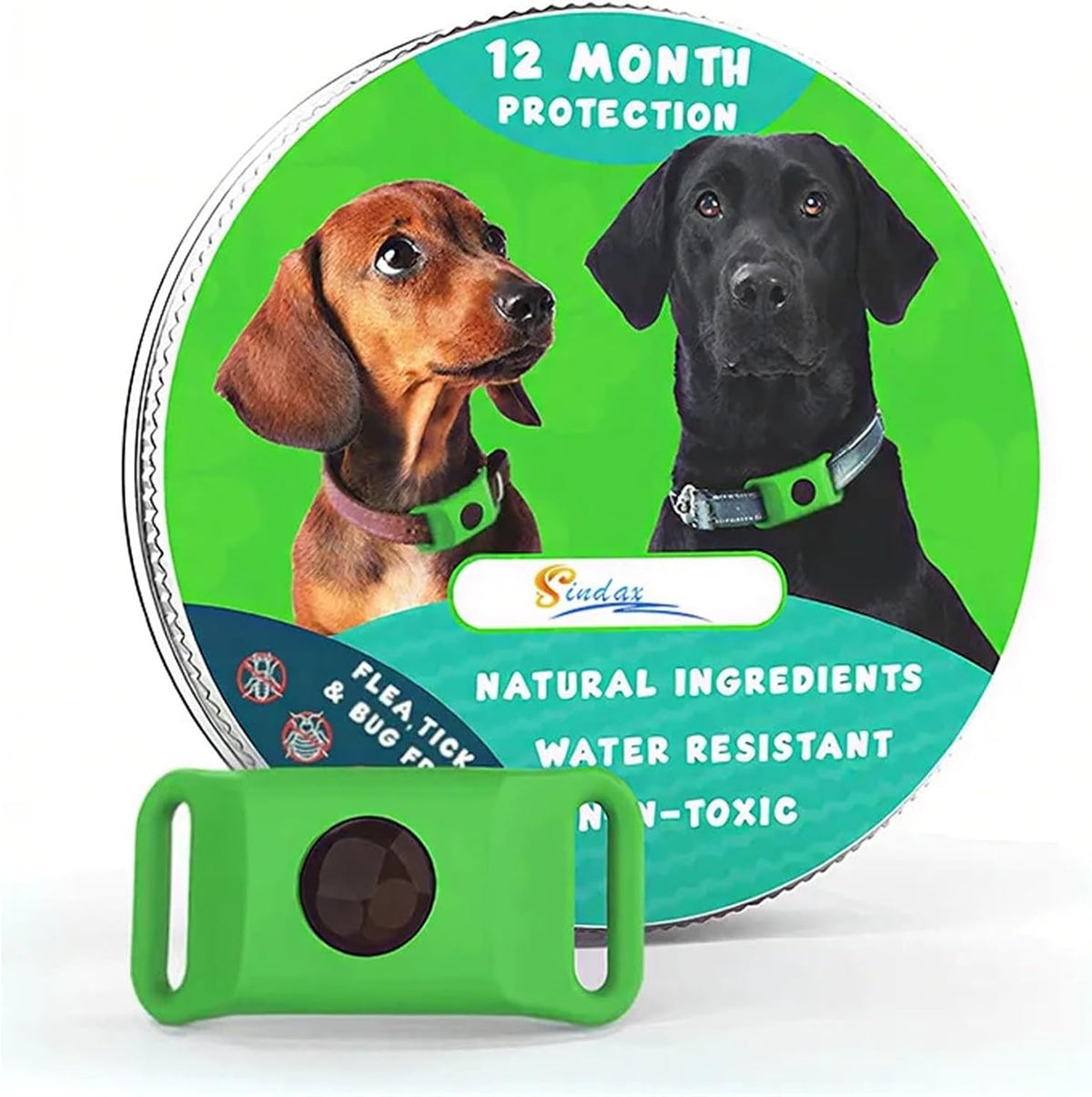 Durable weather resistant pet collar tag showing the compact lightweight design
