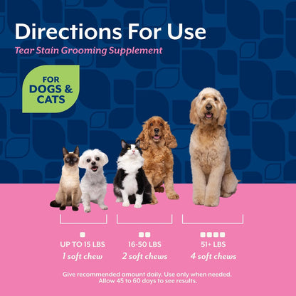 Natural antibiotic free tear stain chewable supplement for pets