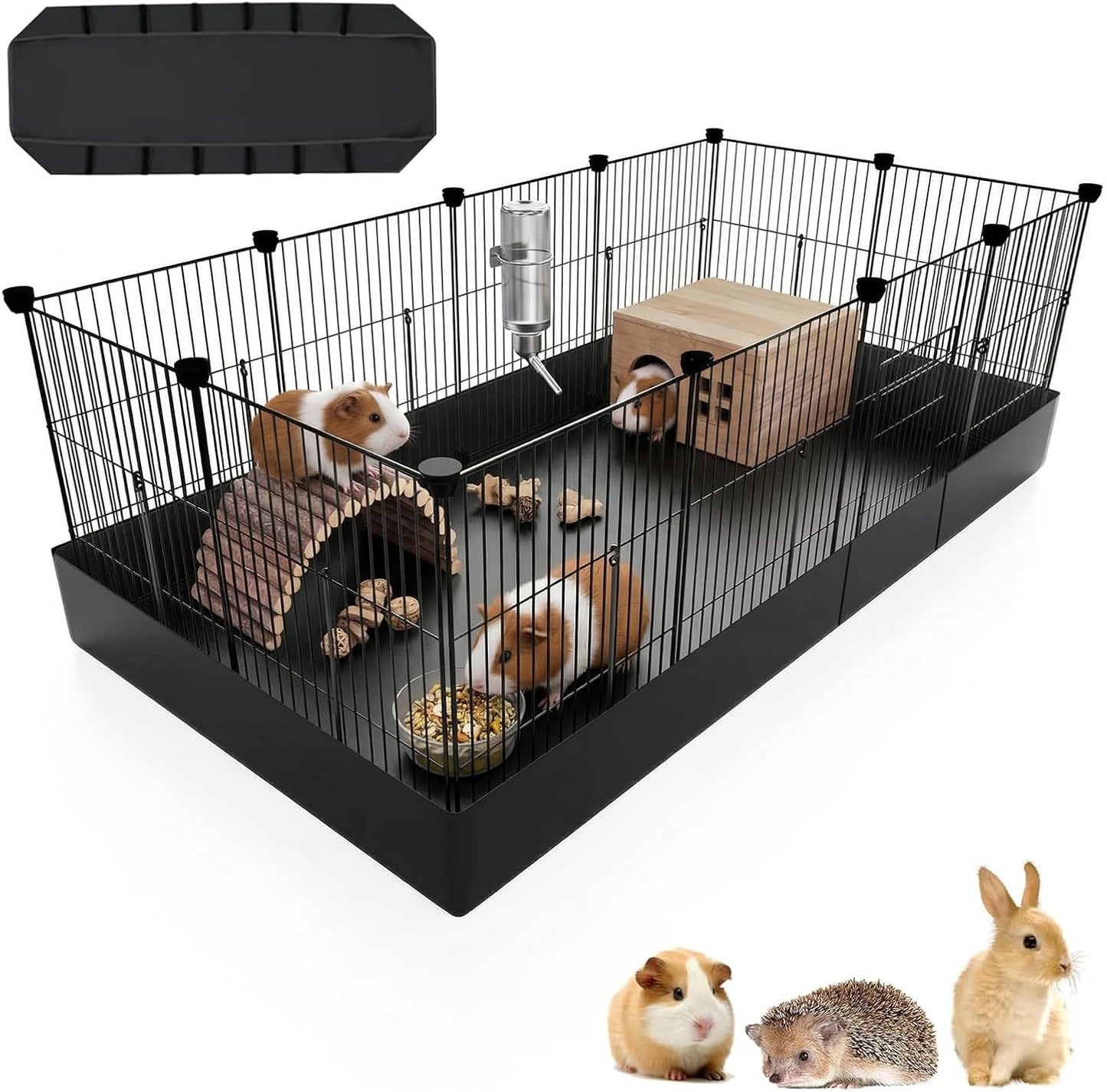 PAWING 12 Panels Small Animal Playpen with Waterproof Mat - Durable Metal Wire Yard Fence for Guinea Pigs, Kittens, Hamsters, Hedgehogs - Indoor & Outdoor Pet Cage - Image 1