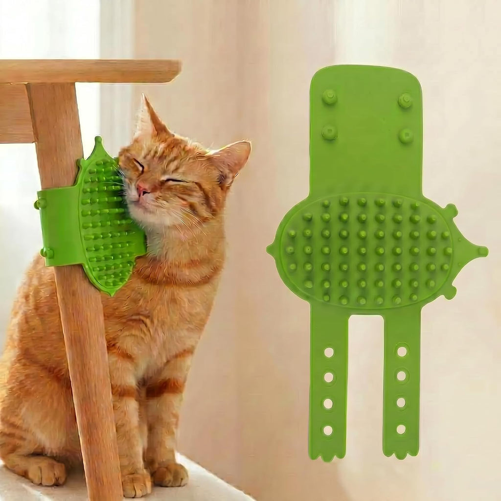 1pc Cat Self Groomer, Silicone Soft Wall Corner Massage Brush with Adjustable Straps, Interactive Scratcher Comb for Indoor Cats & Kittens, Table Leg & Cage Furniture Protector (Pink) - Image 12