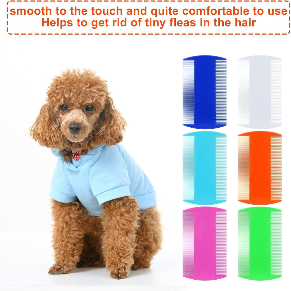 Molain, 12 Pieces Flea Lice Combs Cat Dog Grooming Comb, Double Side, Plastic, for Pet Owners, Unisex, All Hair Types, White, Green, Light Blue, Dark Blue, Orange, Pink - Image 3