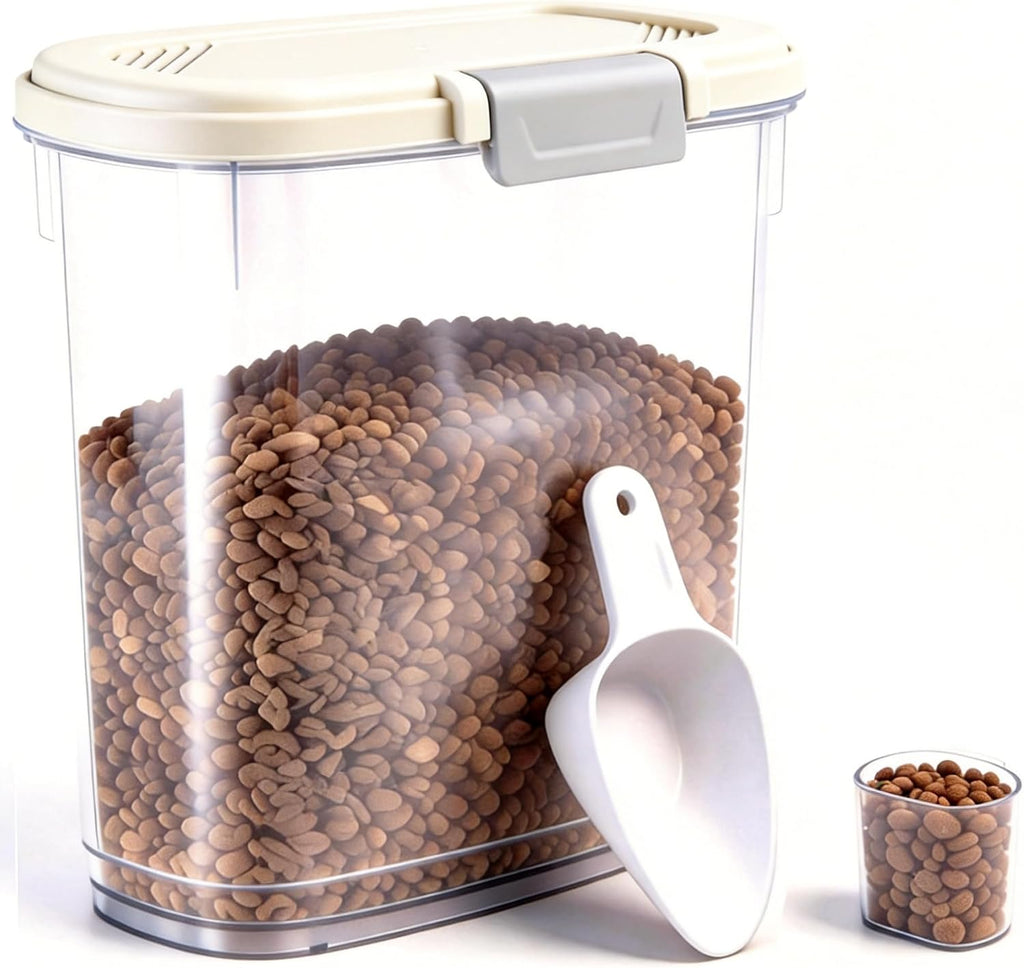 10-15 Lbs Dog Food Storage Container Airtight - Slim Pet Cat Food Container with Lid, Scoop and Cup - Clear Plastic Dry Food Storage Bin for Dogs, Cats, Bird Seeds, Kibble, Pellets, Rice, Flour - Image 10