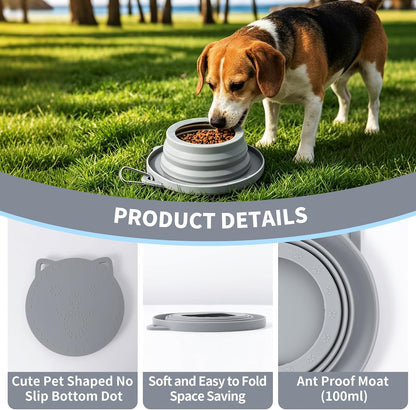 Light grey SLSON portable pet dispenser being packed into a travel bag compartment