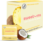 Sweetums Pina Colada Flavored Intimate Wipes front view of pack of 10 box