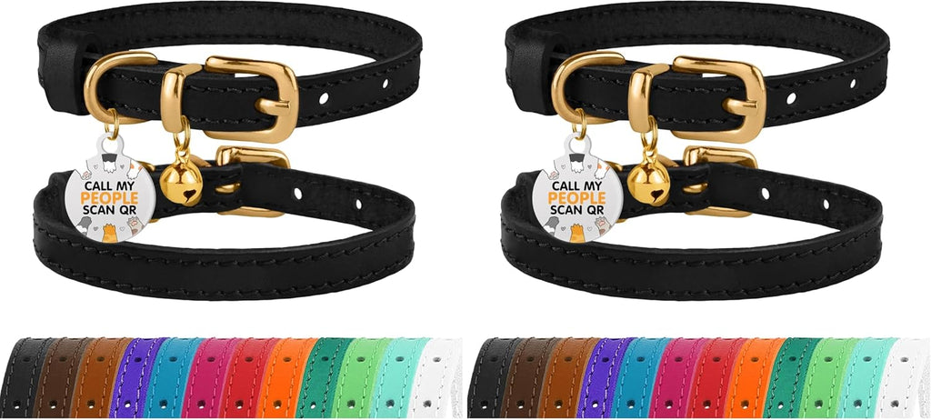 BronzeDog adjustable leather cat collar lifestyle angle
