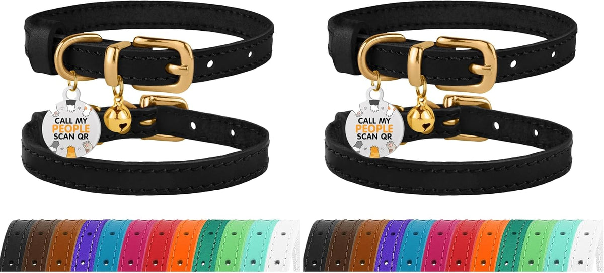 BronzeDog adjustable leather cat collar lifestyle angle