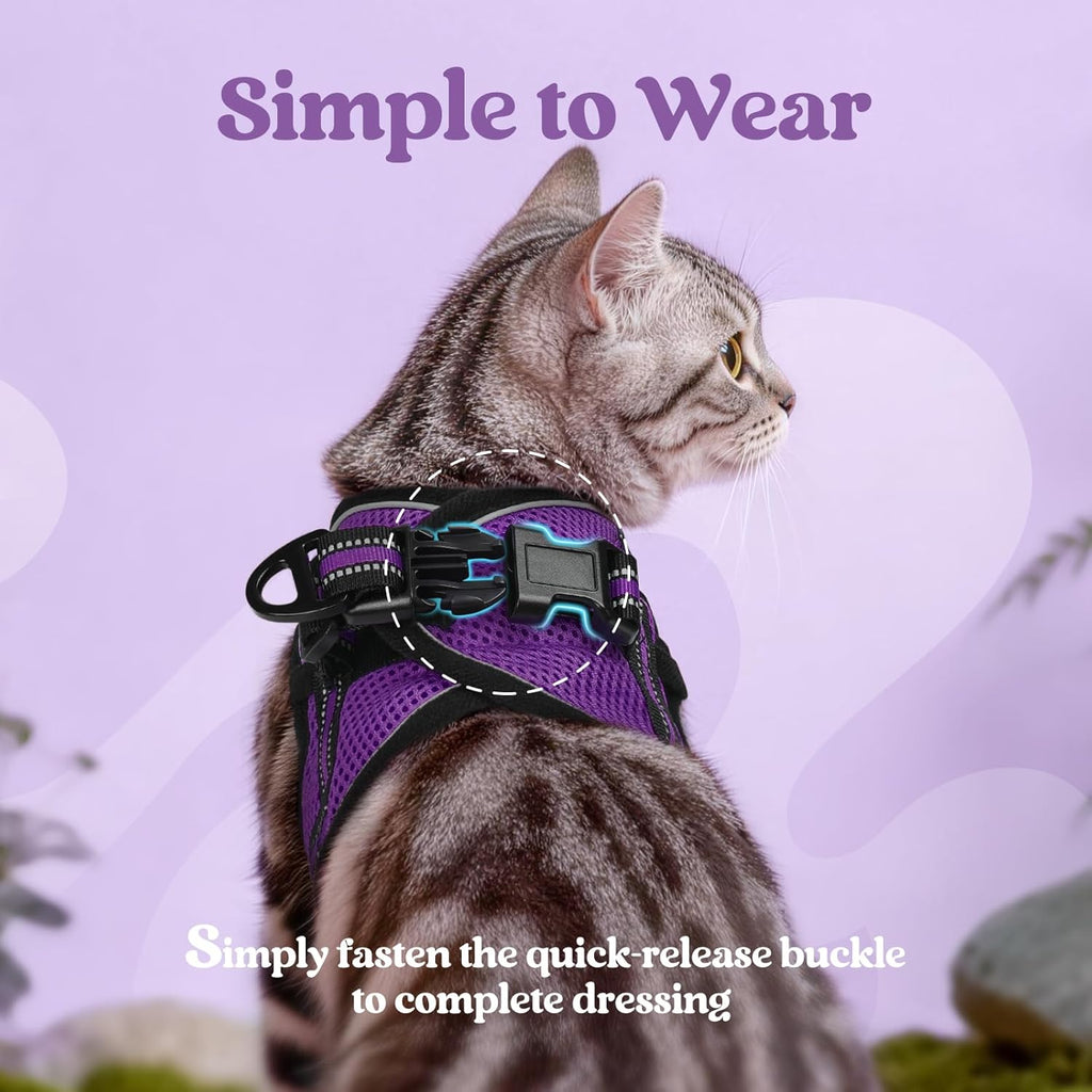 Reflective safety strips on rabbitgoo small cat harness