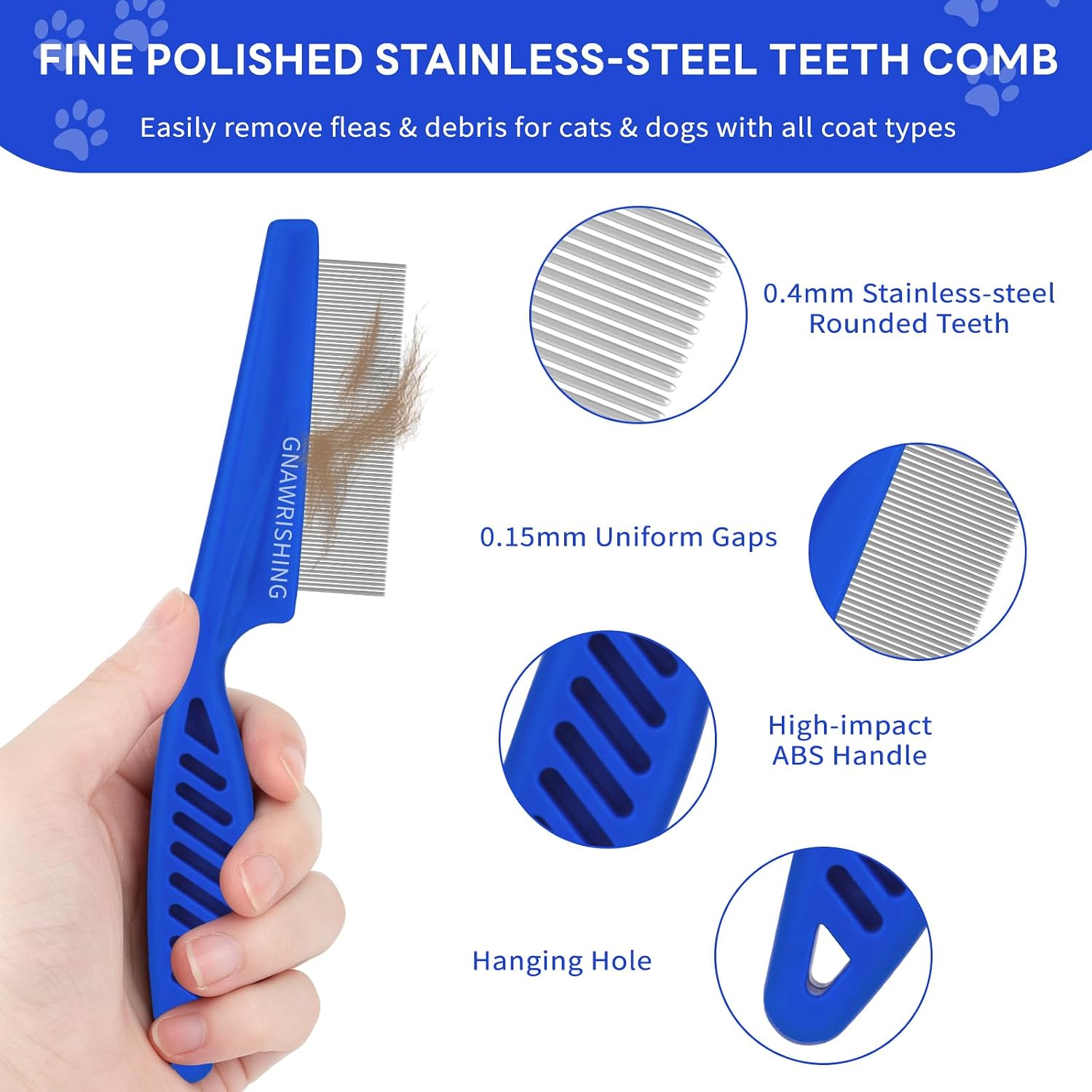 Double sided dog and cat lice removal comb blue color