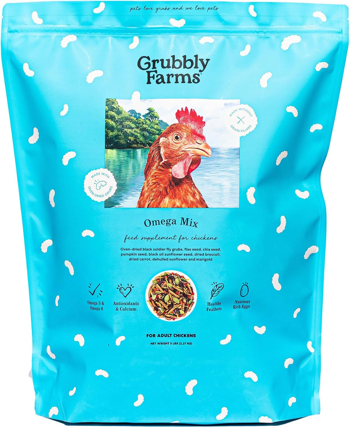 Grubbly Farms Omega Mix Chicken Treats for Laying Hens - Superfood and Omega-Rich Chicken Feed Supplement to Support Egg Production, Strong Eggshells and Nutritious Yolks - 1LB - Image 9