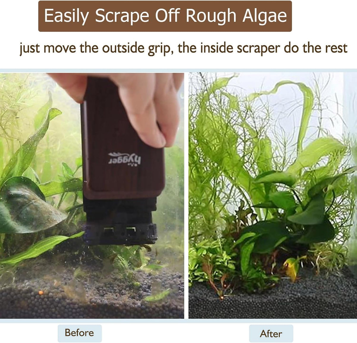 Hygger magnetic fish tank cleaner showing floating inner brush