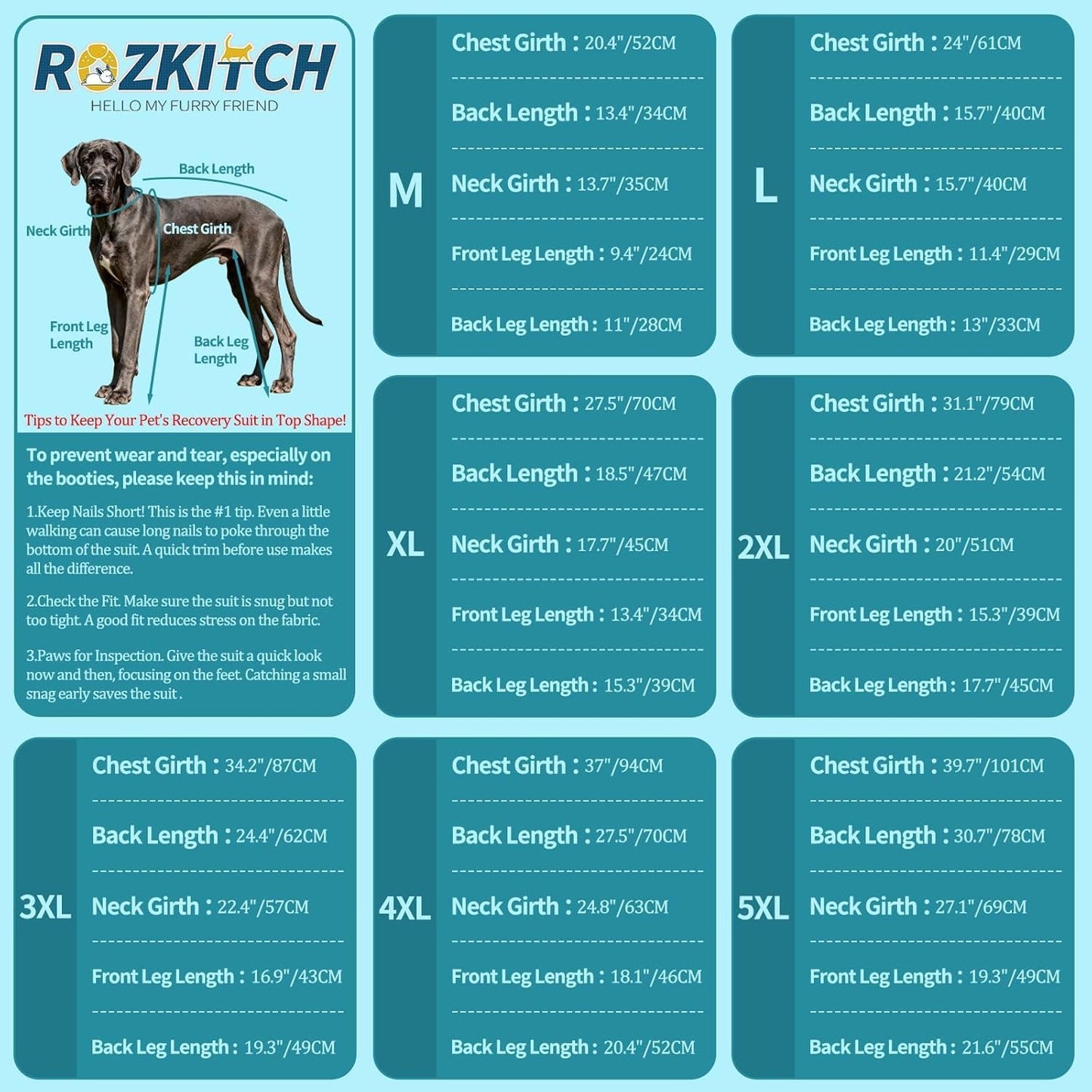 Rozkitch lightweight anti licking dog suit fabric close up detail