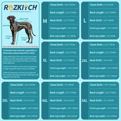 Rozkitch lightweight anti licking dog suit fabric close up detail