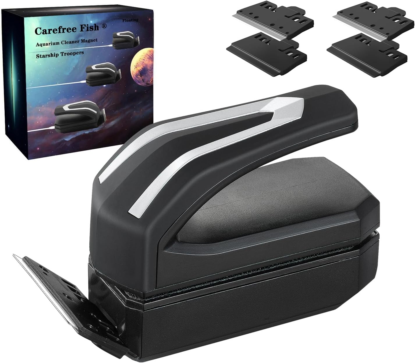 Carefree Fish imported magnetic aquarium cleaner showing the powerful dual magnet connection
