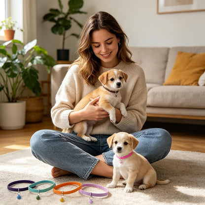 Demonstration of trimming the Whaline customizable newborn kitten collar with scissors for small toy breeds