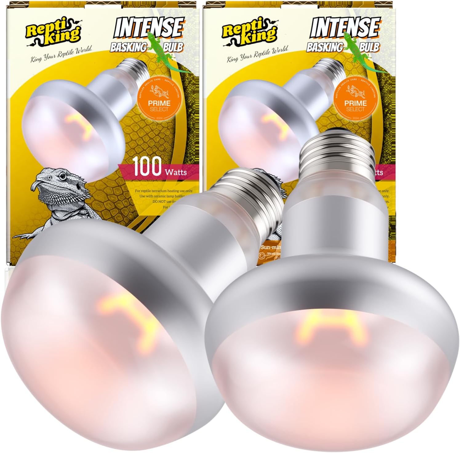 Reptiking reptile basking light 100 Watts two pack front view
