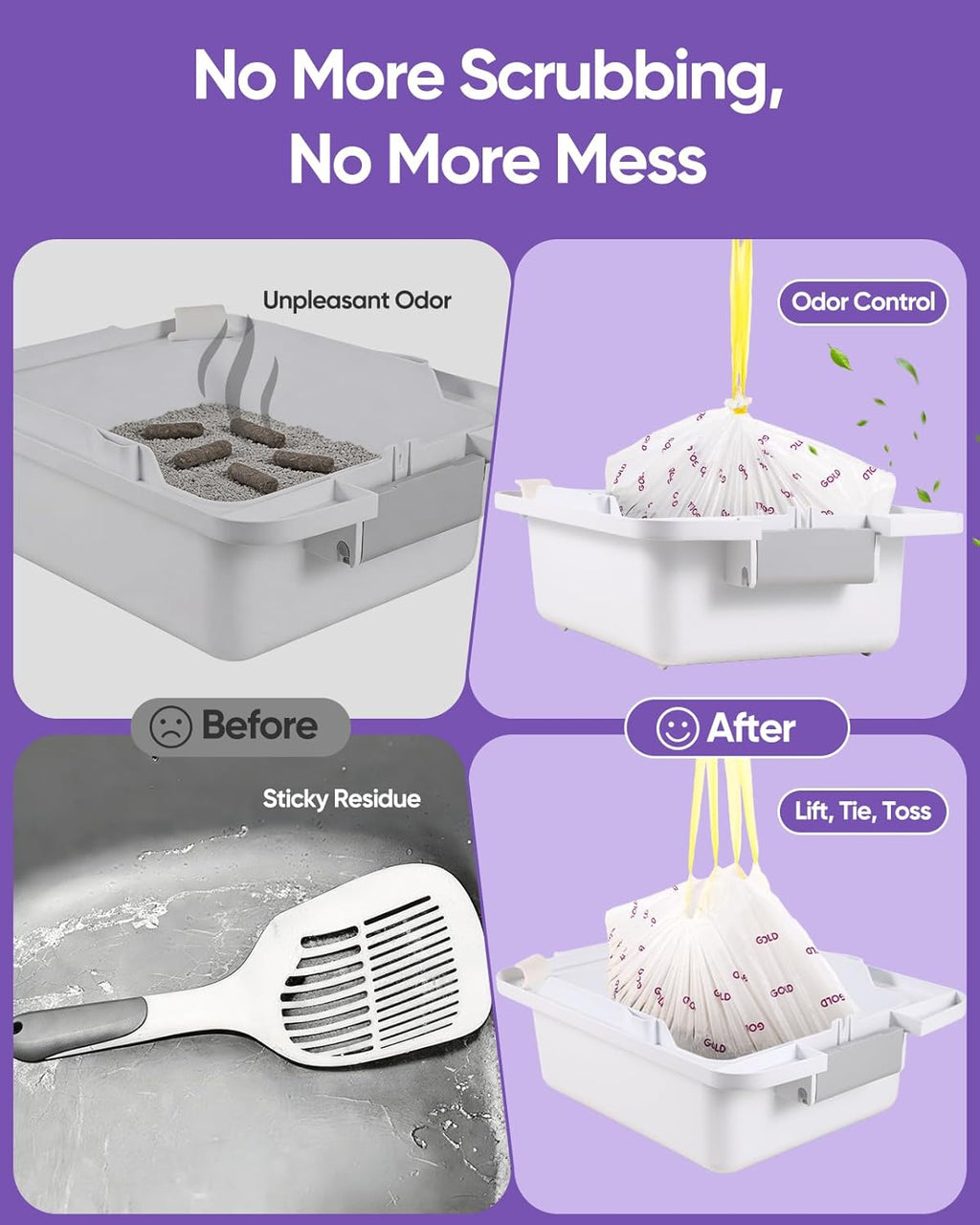 AWoHH unscented automatic cat litter waste bags drawstring pull