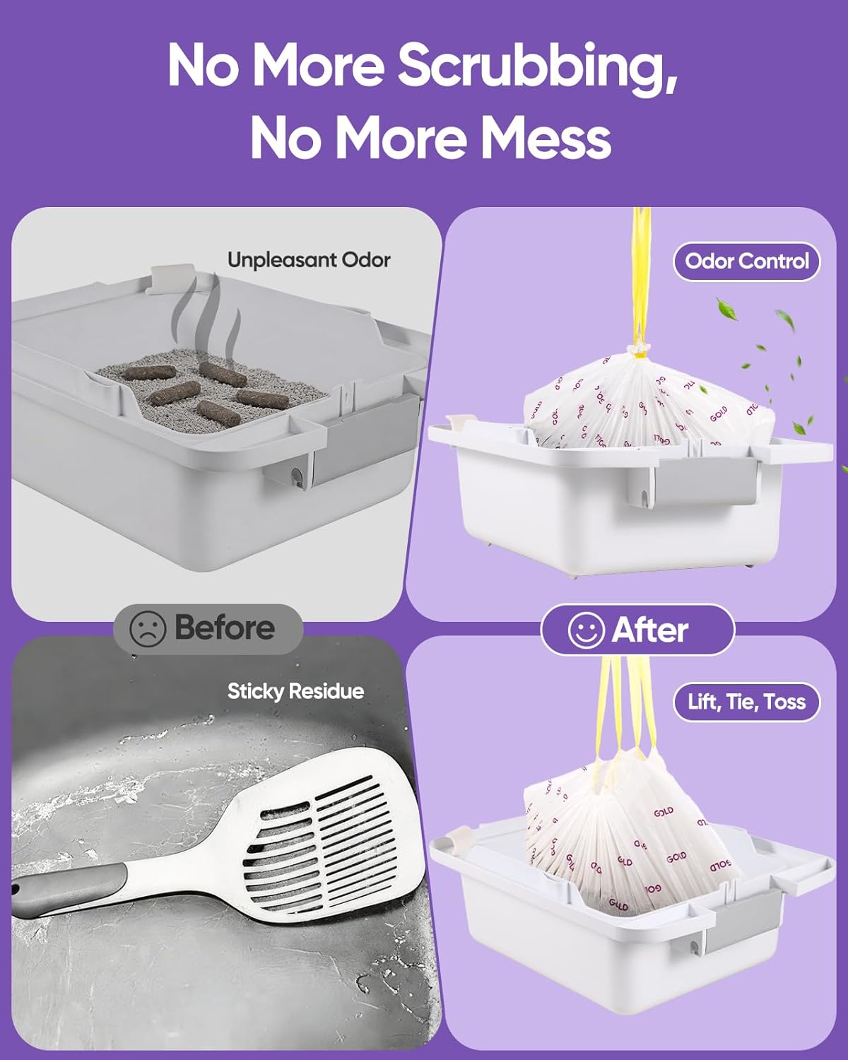 AWoHH unscented automatic cat litter waste bags drawstring pull