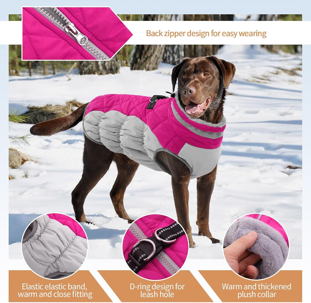 Dog Winter Jacket Cozy Reflective Waterproof Windproof Warm Pet Garment,Comfortable Cold Weather Fleece Apparel Outfits with Zipper Closure for Small Medium Large Dogs Puppy Walking,X-Large - Image 2