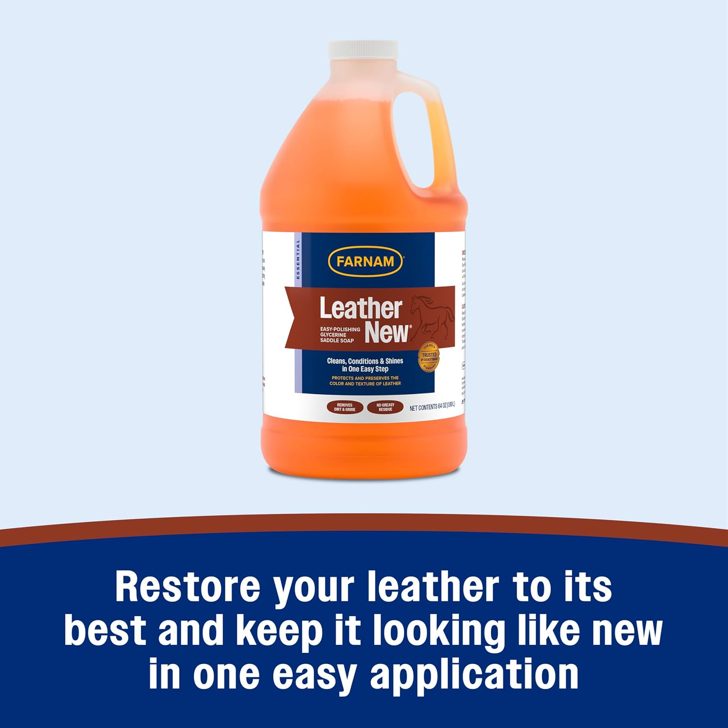 Farnam easy polishing liquid saddle soap for equestrian tack maintenance