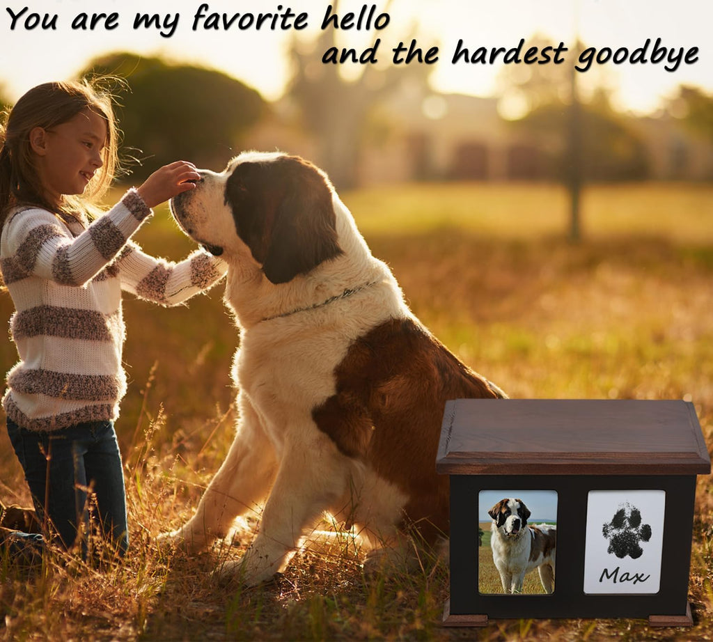 Sofunii handmade extra large dog ashes container highlighting the premium two-tone wood grain texture